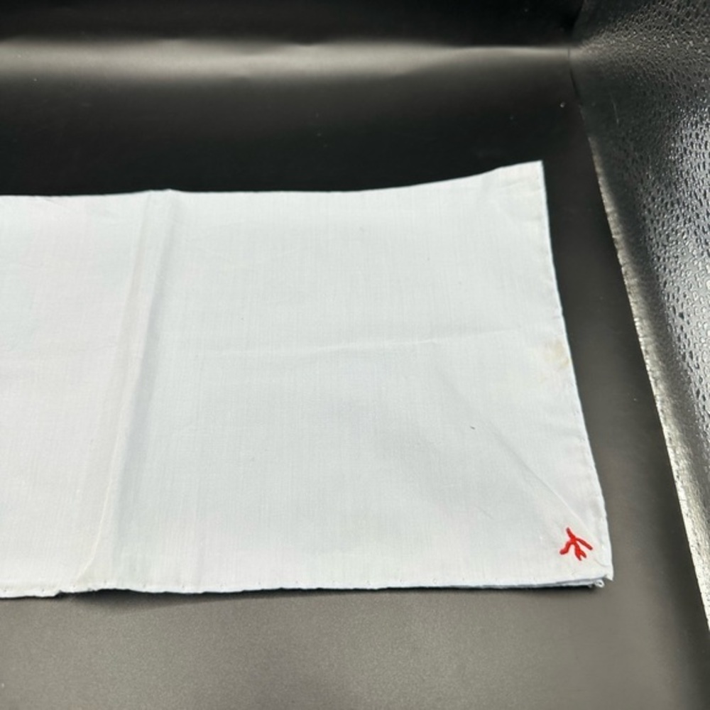 Isaia Light Blue Pocket Square with Red Coral Accent